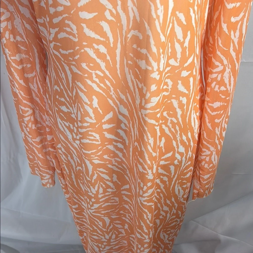AFRM Mesh Sheer Orange Print Midi Dress 1X - Picture 5 of 10